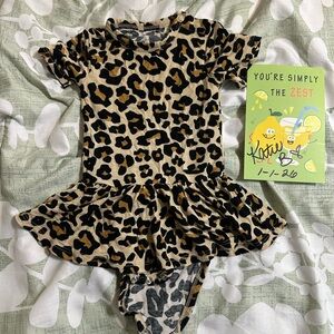 Posh Peanut Leopard Print Bamboo Bodysuit Twirl Dress 3-6 months